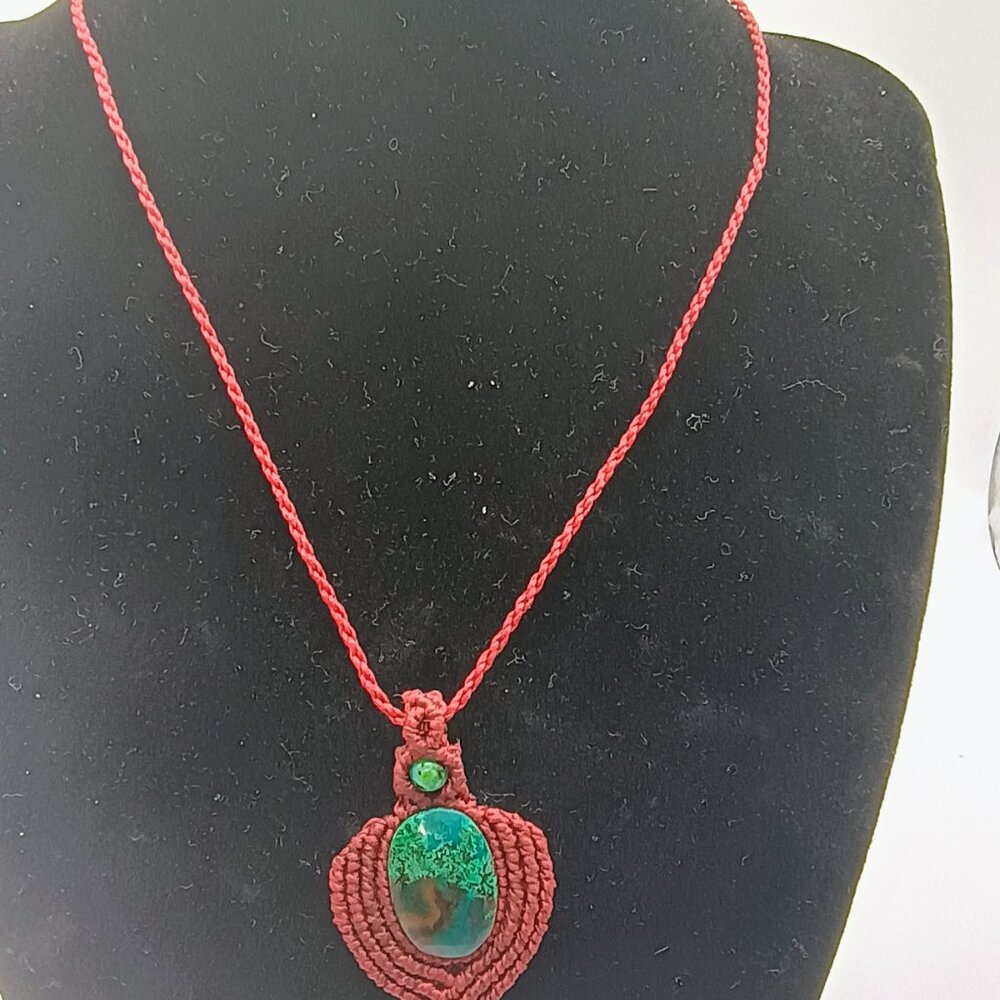 Handmade Macrame Necklace with Natural Stone, Unique